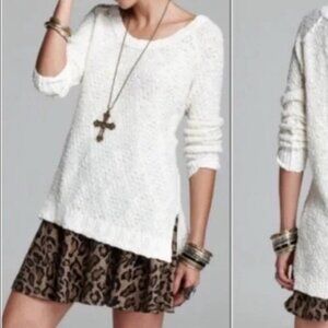 Free People Jeepster Cream Marled Knit Sweater, Size S